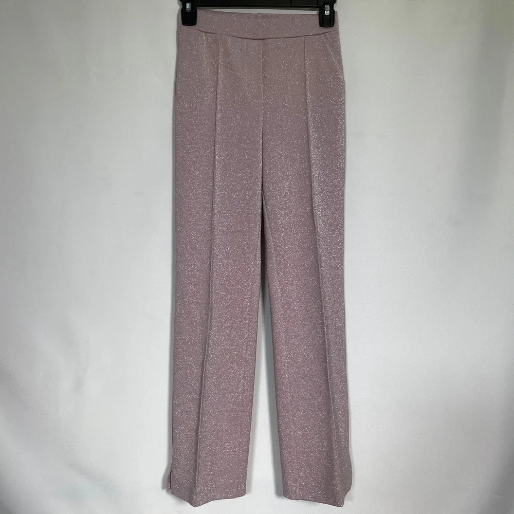 Chiara Boni La Petite Robe Metallic Pink Top & Straight Leg Pants Women's Sz 38
